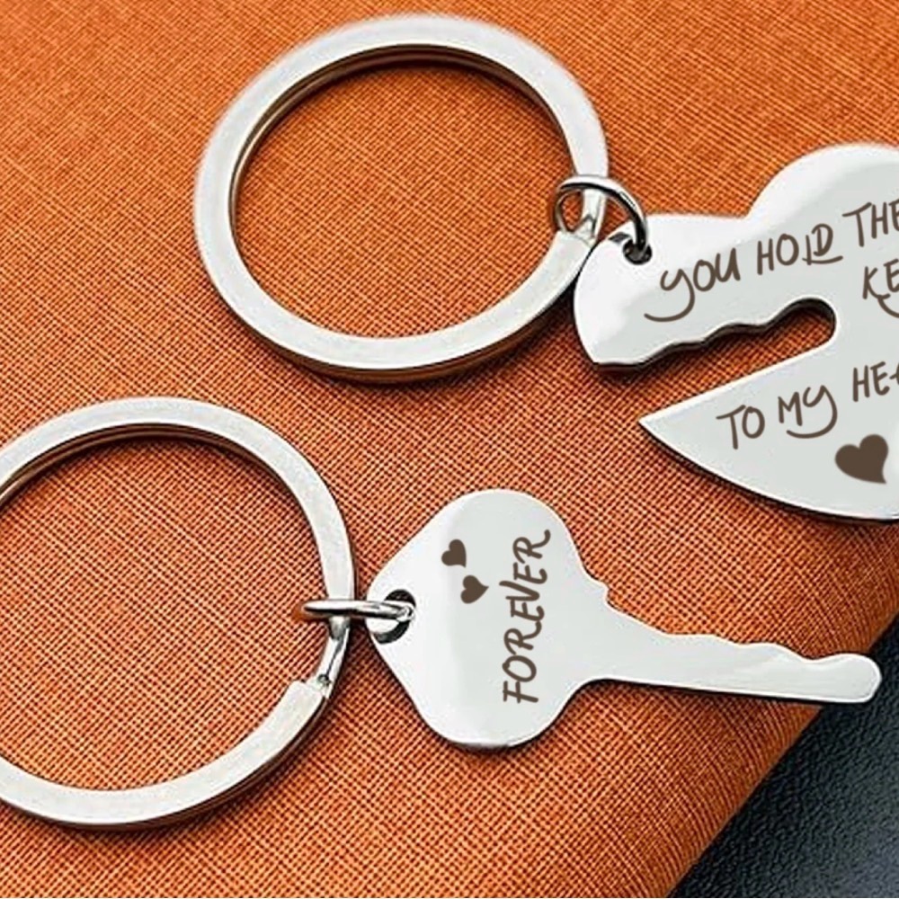 Silver Heart Keychain Set